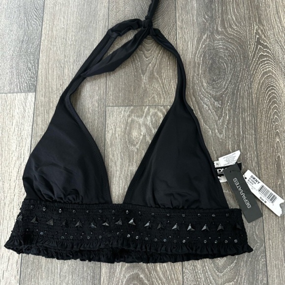 DKNY Black Halter Bikini Top